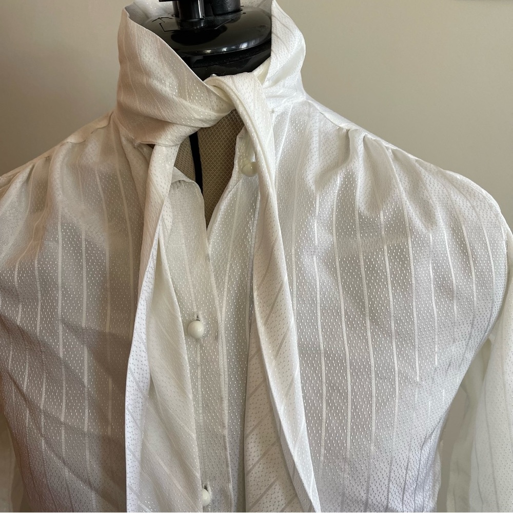 Vintage White Blouse with Neck Tie